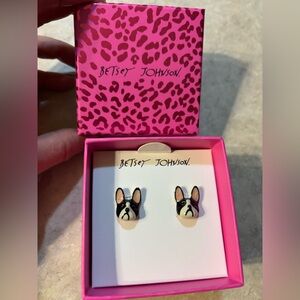 Betsey Johnson French Bulldog Earrings - Black and White